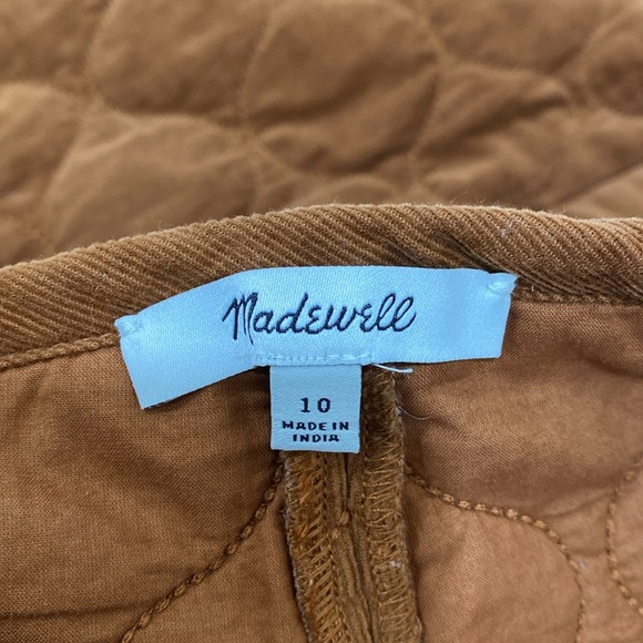 Madewell Curvy Corduroy Quilted Brown Mini A Line Cotton Skirt Size 10 - Picture 7 of 7